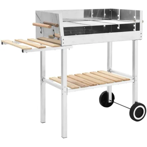 Trolley grill with 2 shelves charcoal XXL stainless steel