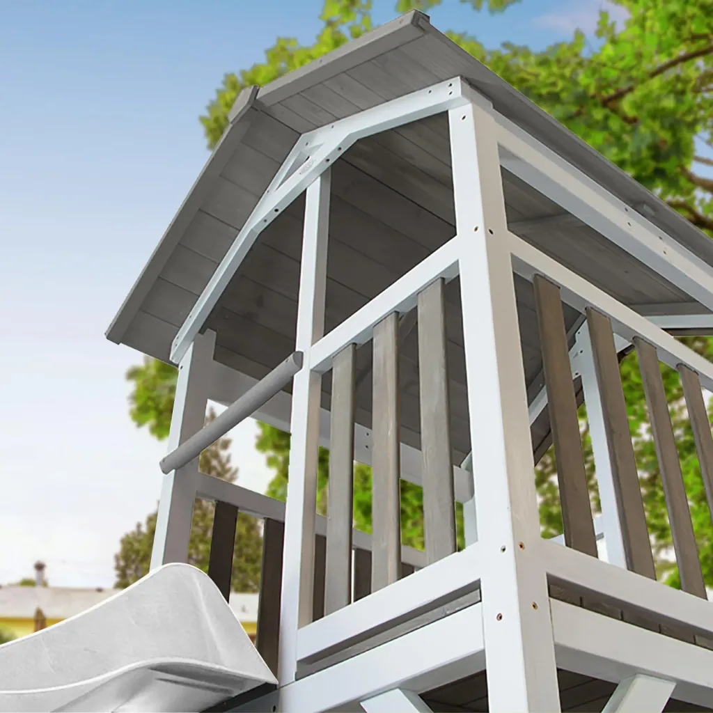 Beach Tower play tower with Roxy nest swing - white slide