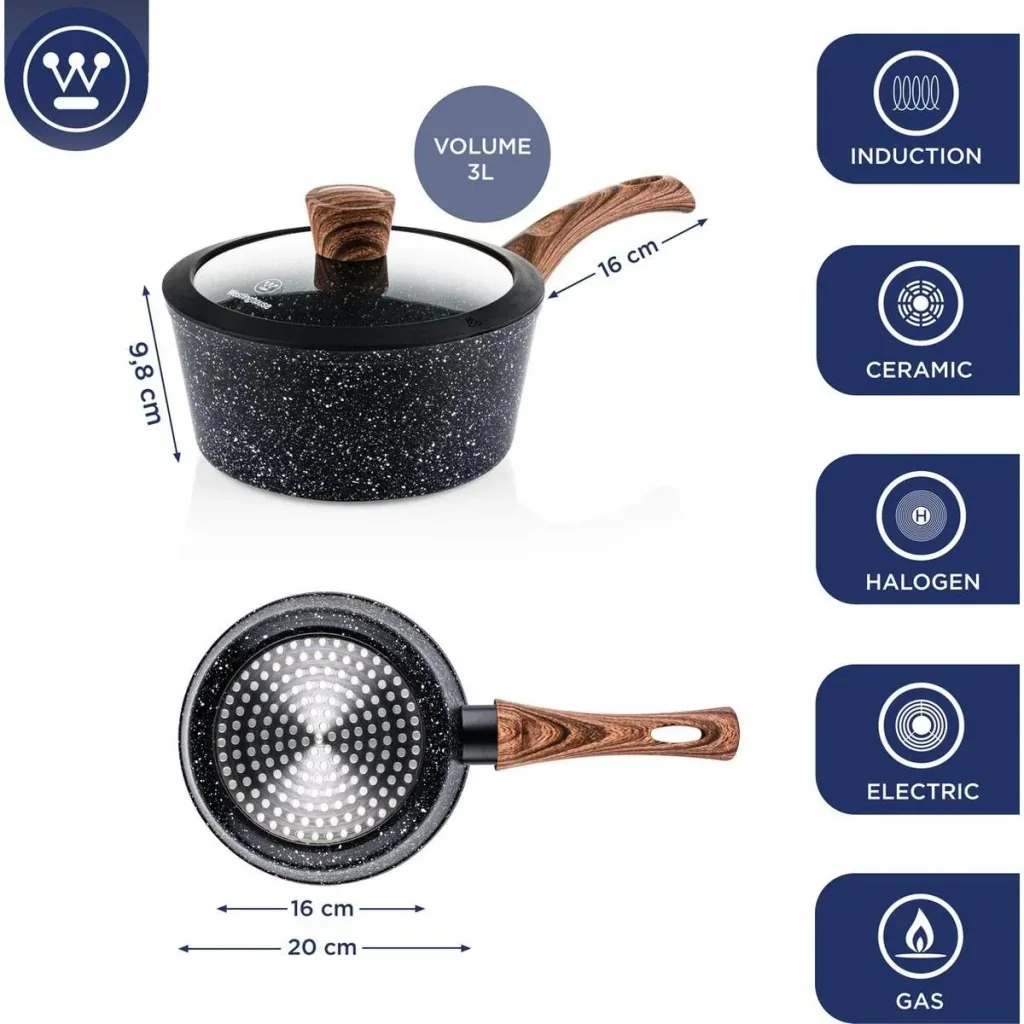 Induction cooking pot - Ø20 cm - Black marble wood - Special edition