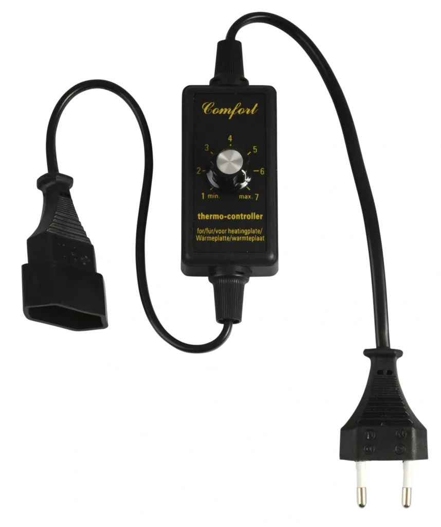 Stepless temperature controller 20-100%, with plug and mating connector