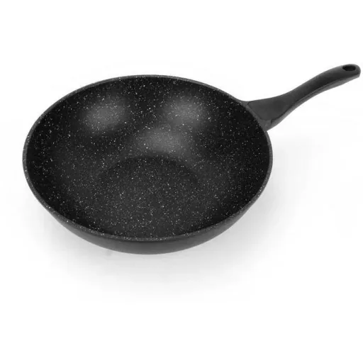 Wok pan - with glass lid - 30 cm - Black