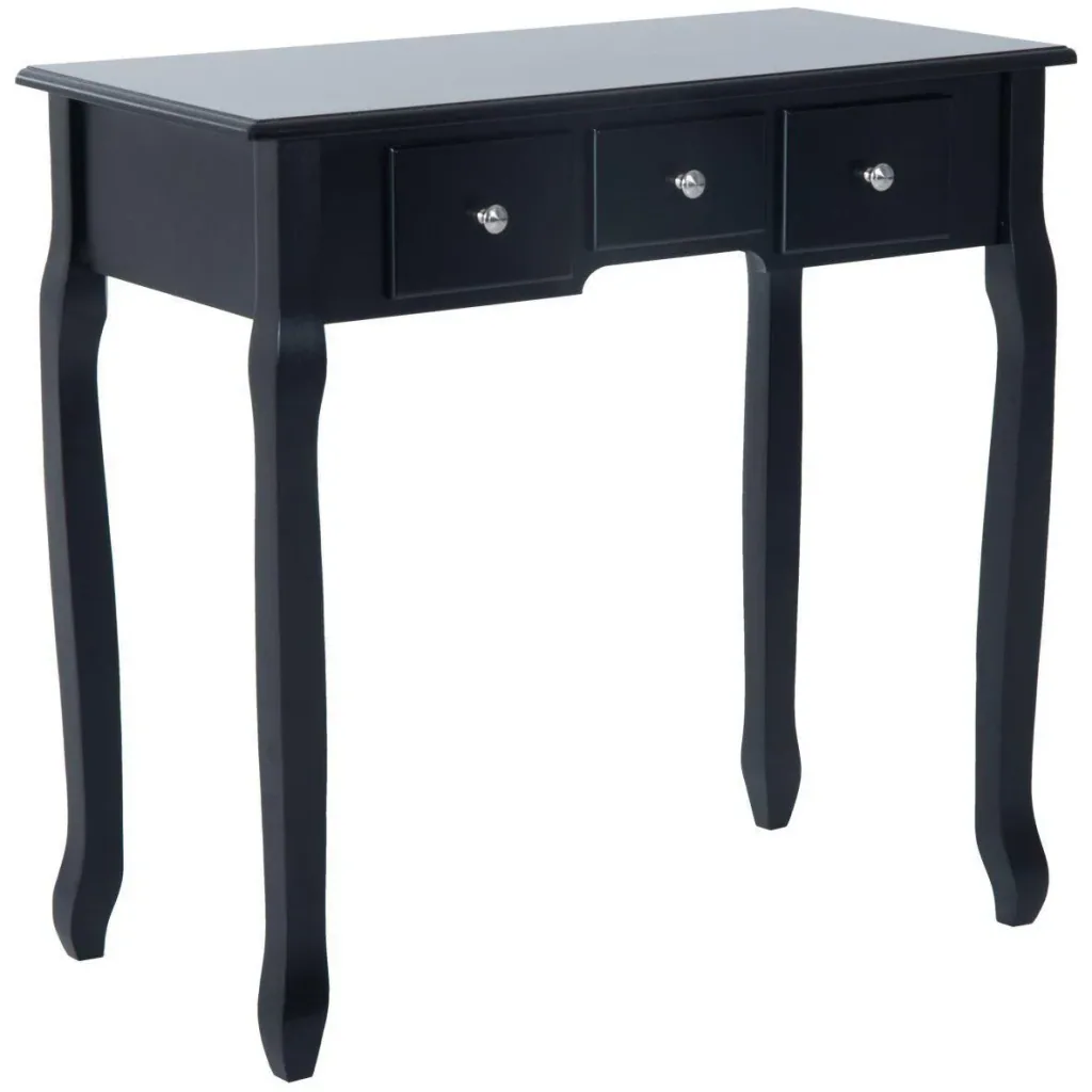 Dressing table with mirror and stool black