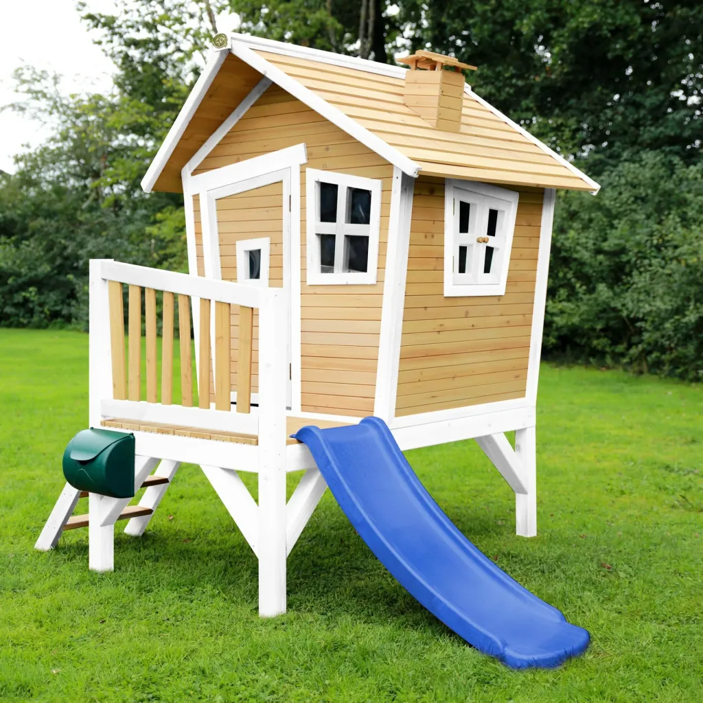 Robin Playhouse Brown/White - Blue Slide