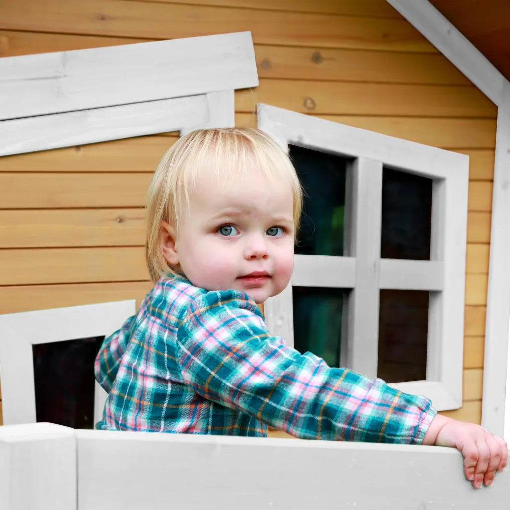 Robin Playhouse Brown/White - Blue Slide