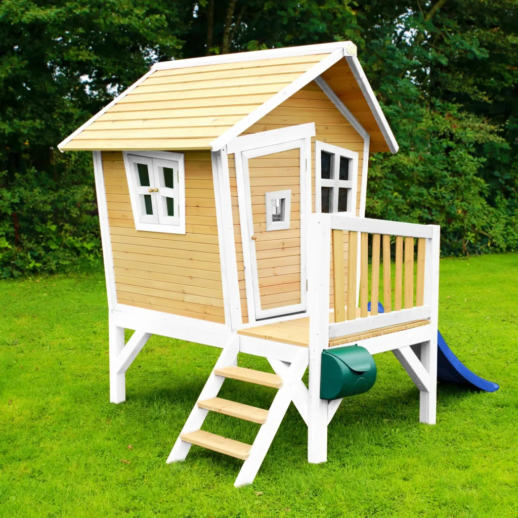 Robin Playhouse Brown/White - Blue Slide