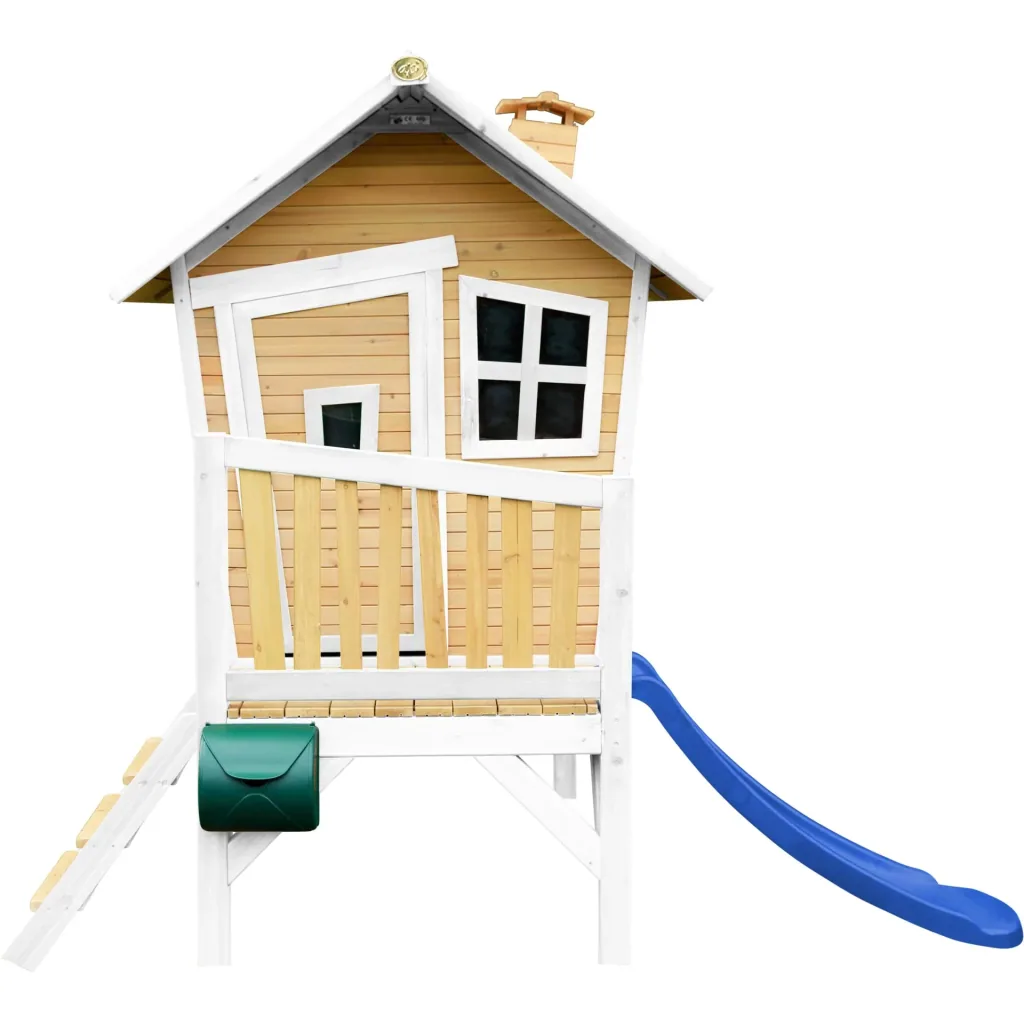 Robin Playhouse Brown/White - Blue Slide