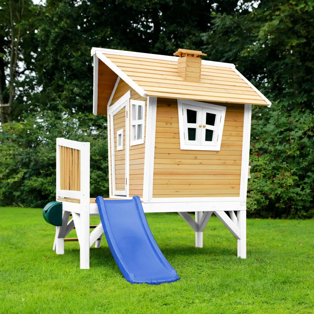 Robin Playhouse Brown/White - Blue Slide