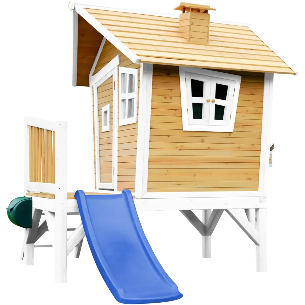 Robin Playhouse Brown/White - Blue Slide