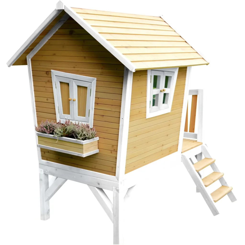 Robin Playhouse Brown/White - Blue Slide
