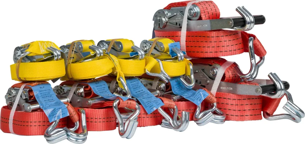 Lashing strap package in a practical backpack, 11-piece set, 500-4000 daN, 6-8 m length