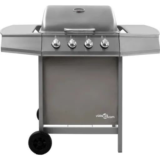 Gas grill with 4 burners silver