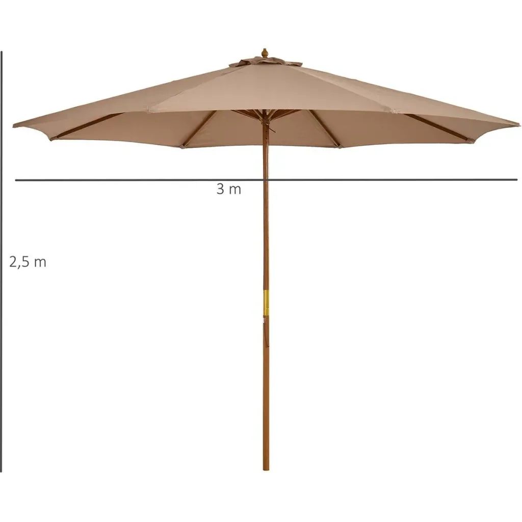 Wooden parasol 300 cm khaki
