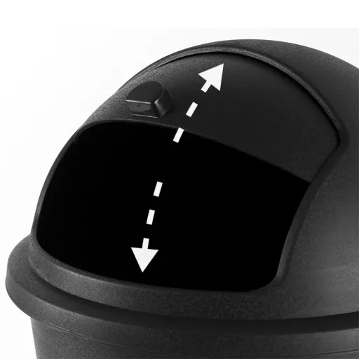 Trash can black plastic 50L