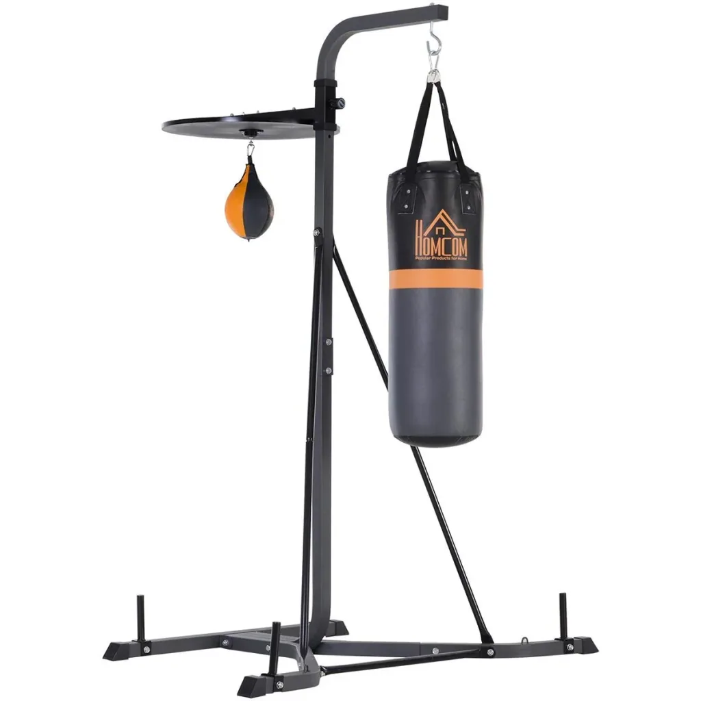 Punching bag stand with punching ball black