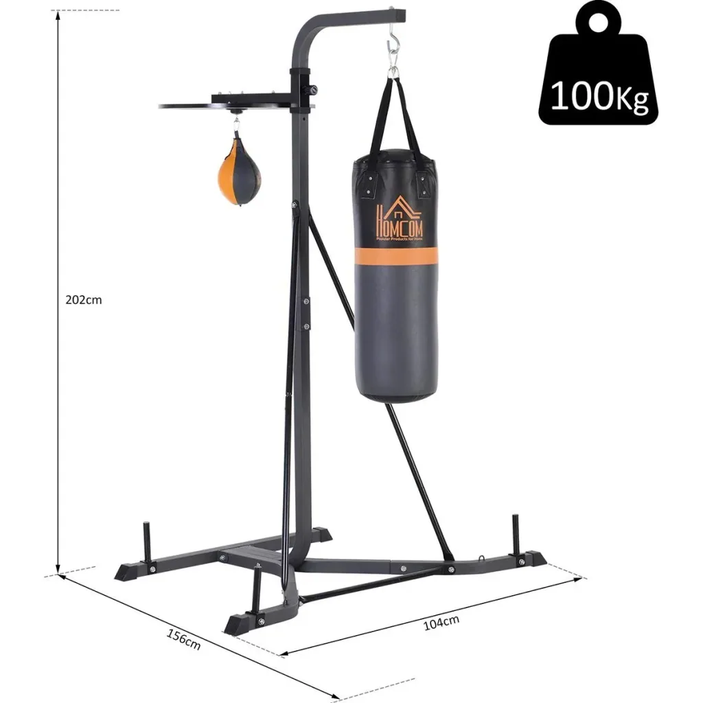 Punching bag stand with punching ball black