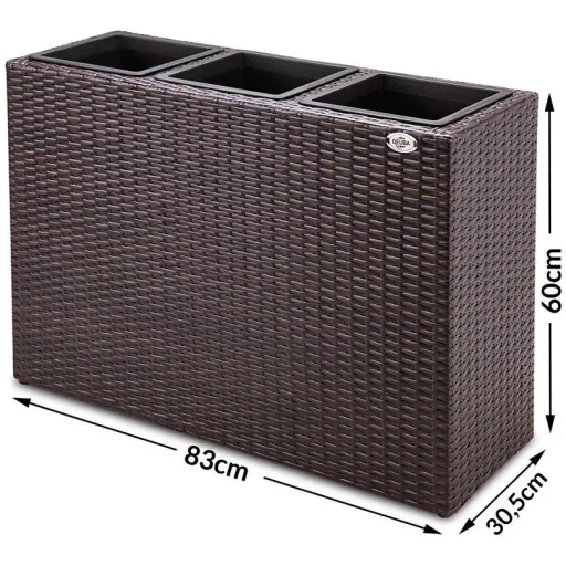 Polyrattan flowerpot brown 83x30.5x60cm