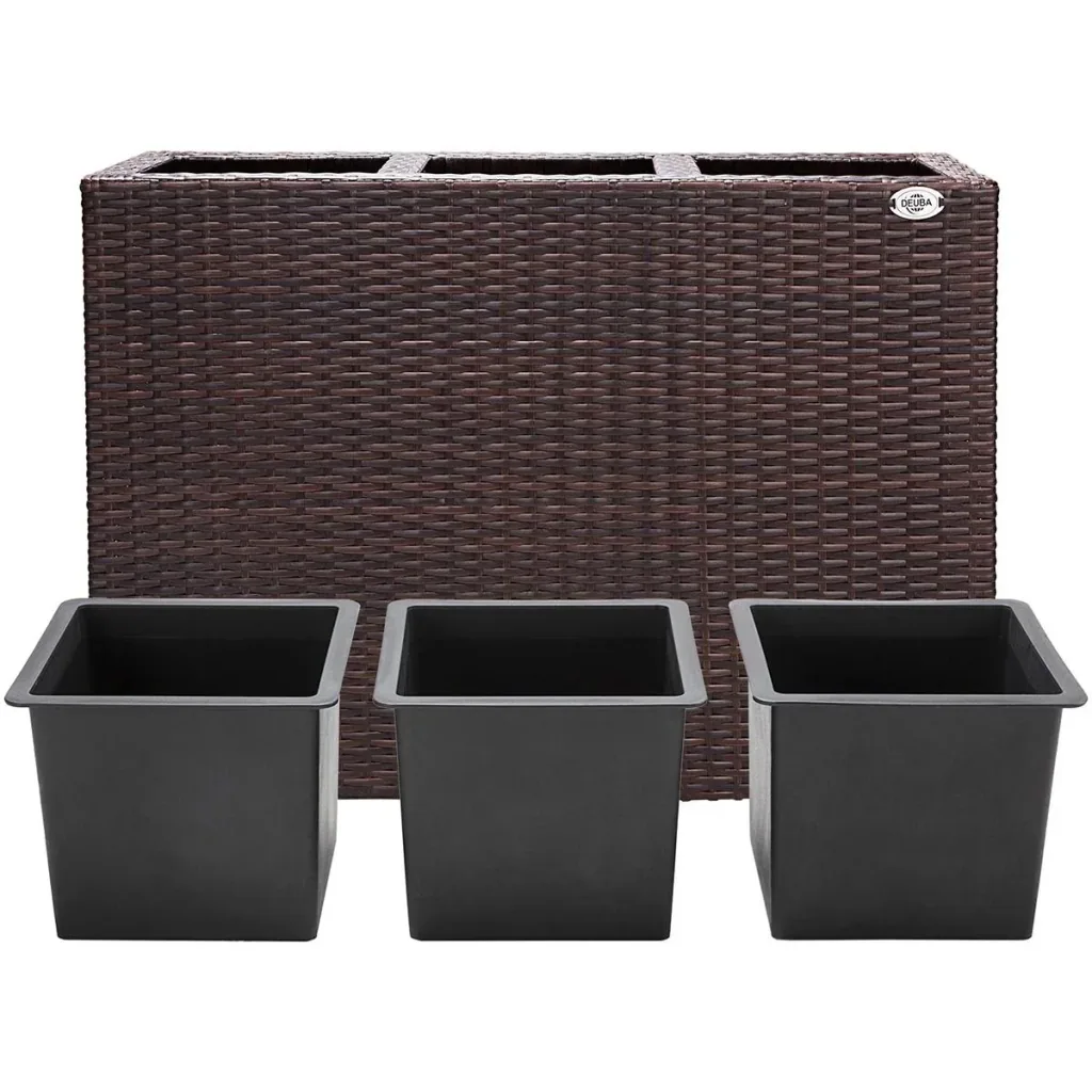 Polyrattan flowerpot brown 83x30.5x60cm