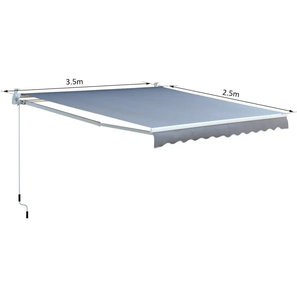 Articulated arm awning with hand crank