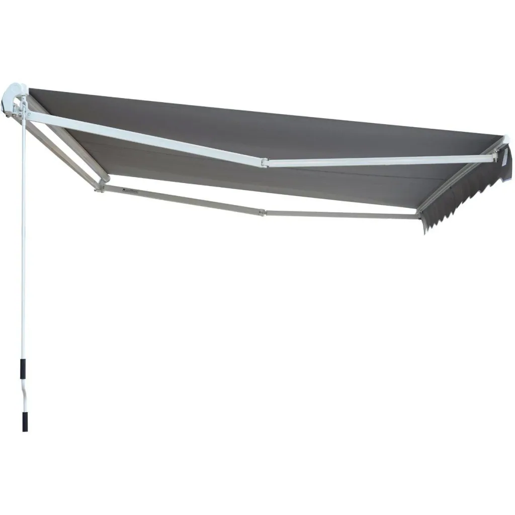 Articulated arm awning with hand crank