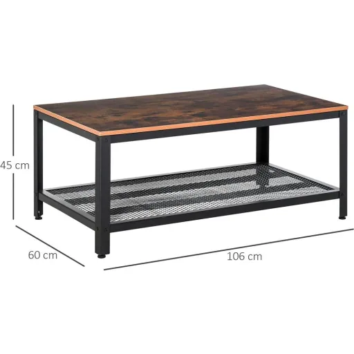 Vintage coffee table with shelf black/walnut
