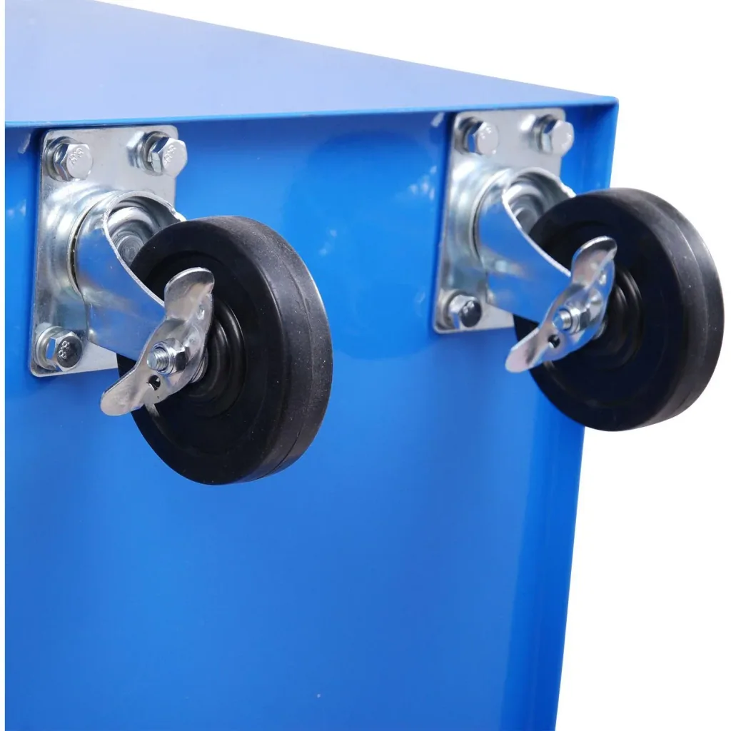 Mobile lockable workshop trolley with 5 drawers blue