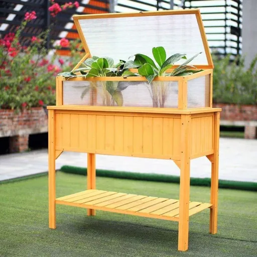 Garden wooden greenhouse / kitchen garden table on legs - 113x57x90cm