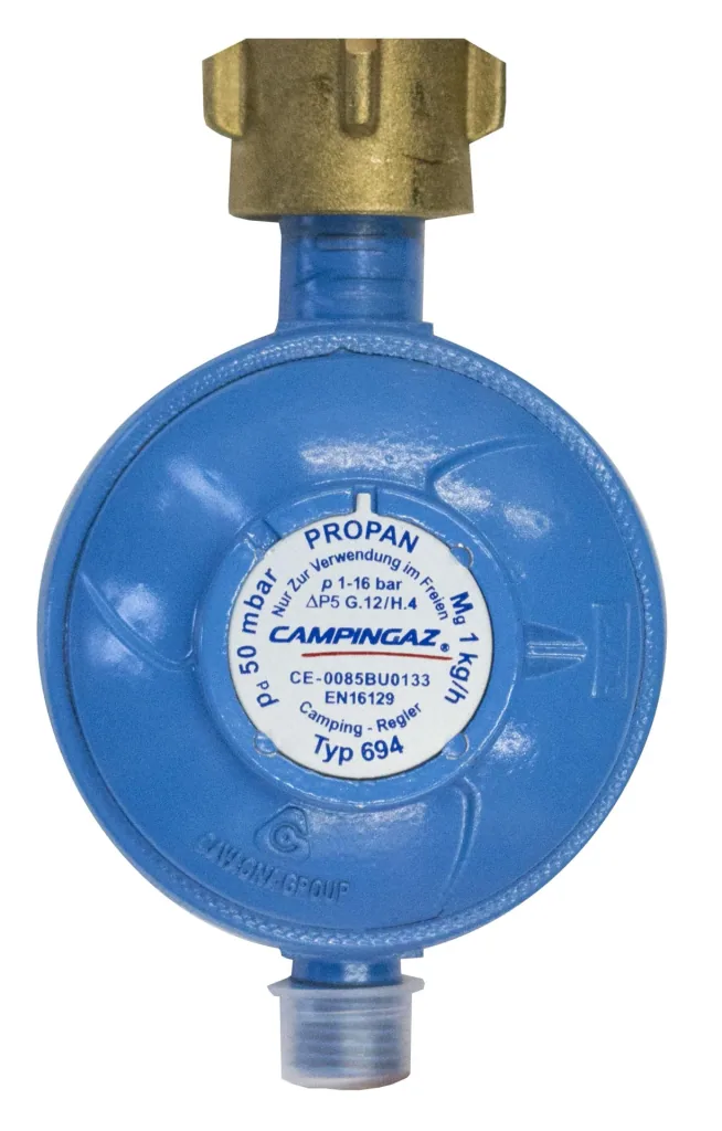 Regulator 50 mbar - 1 outlet, flow rate 1 kg/h, for butane/propane, 1/4'' left-hand thread