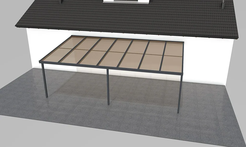 Patio roof Premium, anthracite, 7120 x 4060 mm - Acrylic multi-wall sheets 16 mm, bronze