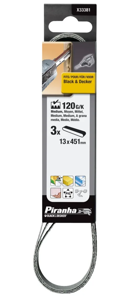 Sanding belts K60 for power file KA900E, 13 x 455mm, set of 3