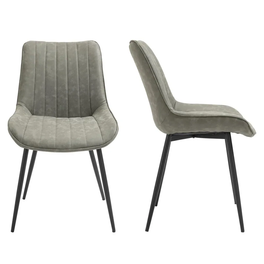2-piece set dining room chair kitchen chair with backrest metal legs retro style artificial leather steel grey 53 x 62 x 88 cm 2 t