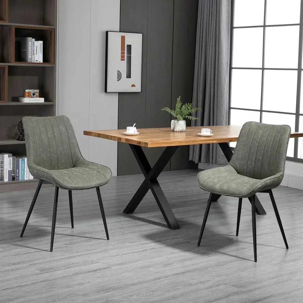 2-piece set dining room chair kitchen chair with backrest metal legs retro style artificial leather steel grey 53 x 62 x 88 cm 2 t