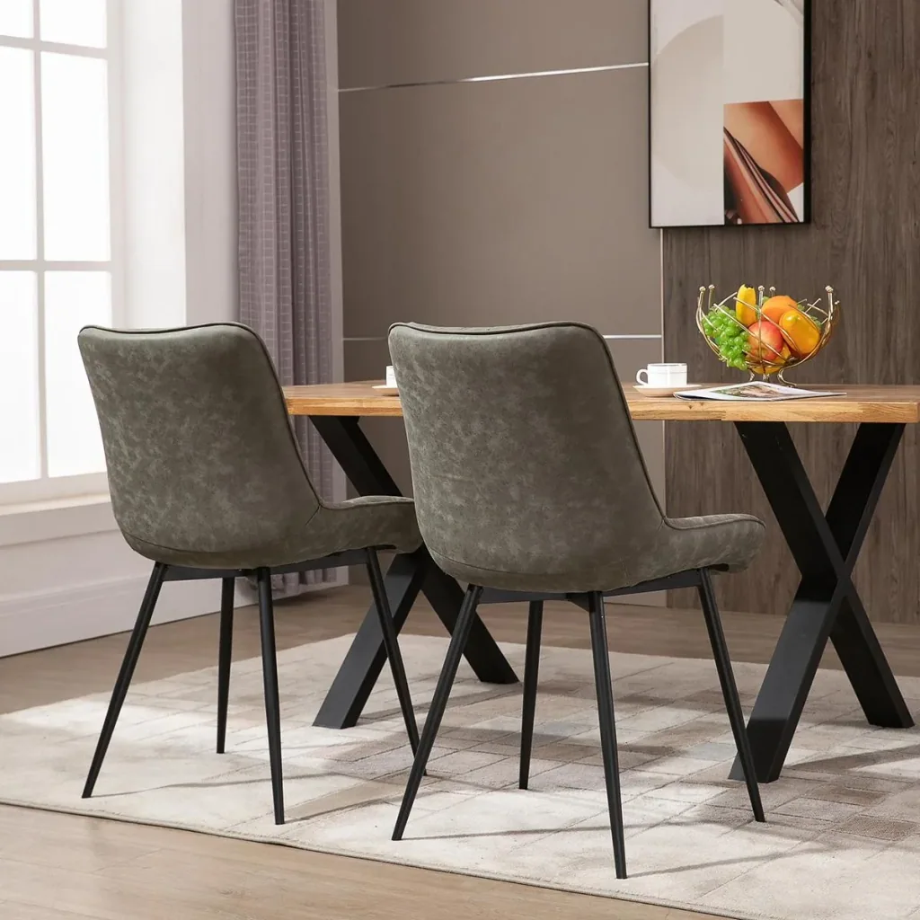 2-piece set dining room chair kitchen chair with backrest metal legs retro style artificial leather steel grey 53 x 62 x 88 cm 2 t