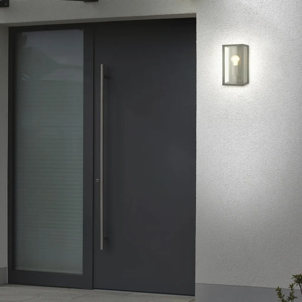 Buitenlamp, 1-lichts, IP44, metaal-glas, zwart, E27 fitting
