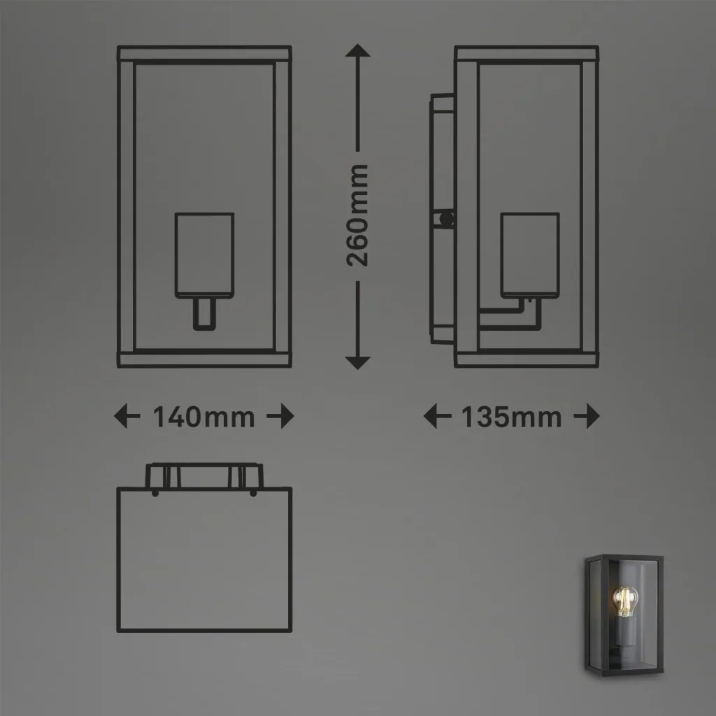 Buitenlamp, 1-lichts, IP44, metaal-glas, zwart, E27 fitting