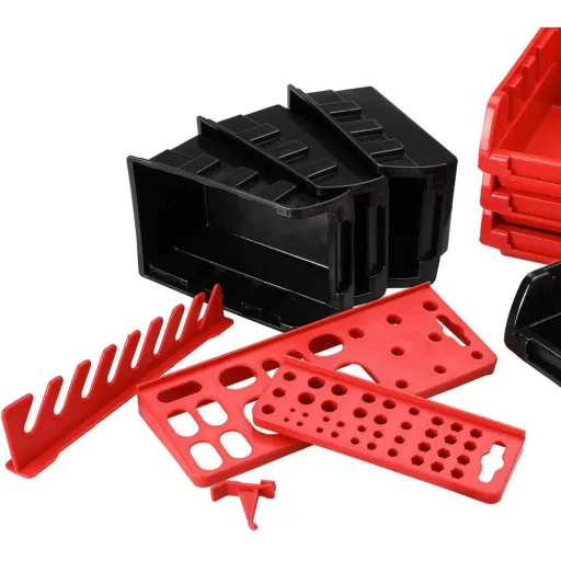 Tool wall with stacking boxes and 43-piece tool holder - 2 wall plates 54 x 47.5 x 1.8 cm