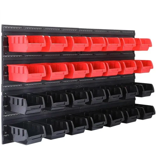 Tool wall with stacking boxes and 43-piece tool holder - 2 wall plates 54 x 47.5 x 1.8 cm