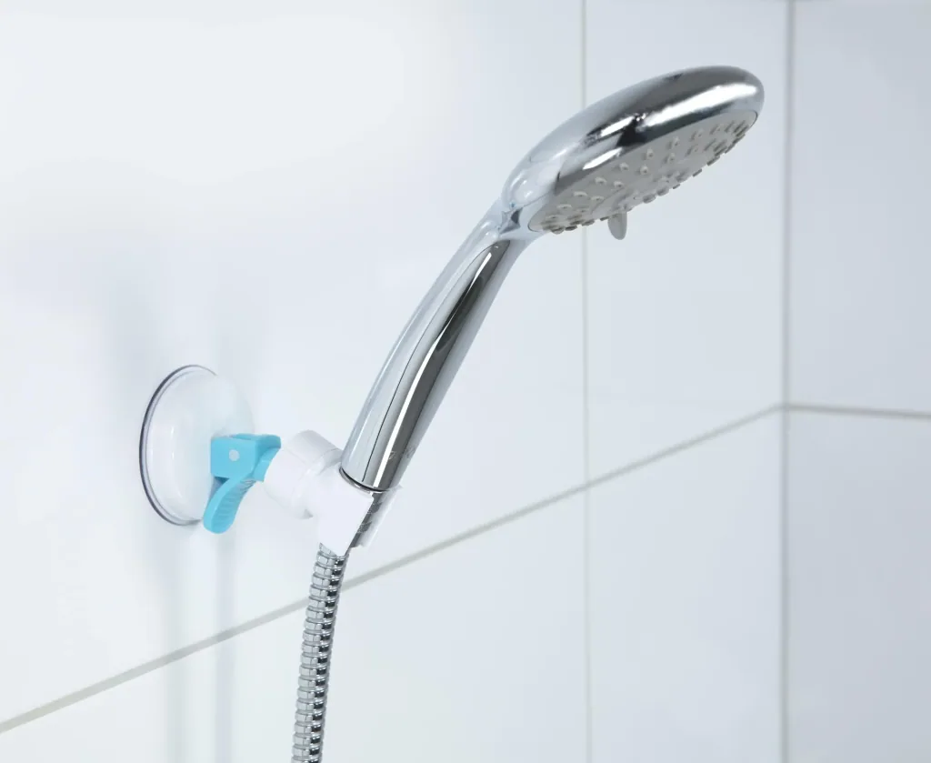 Shower head holder with suction cup, white/petrol