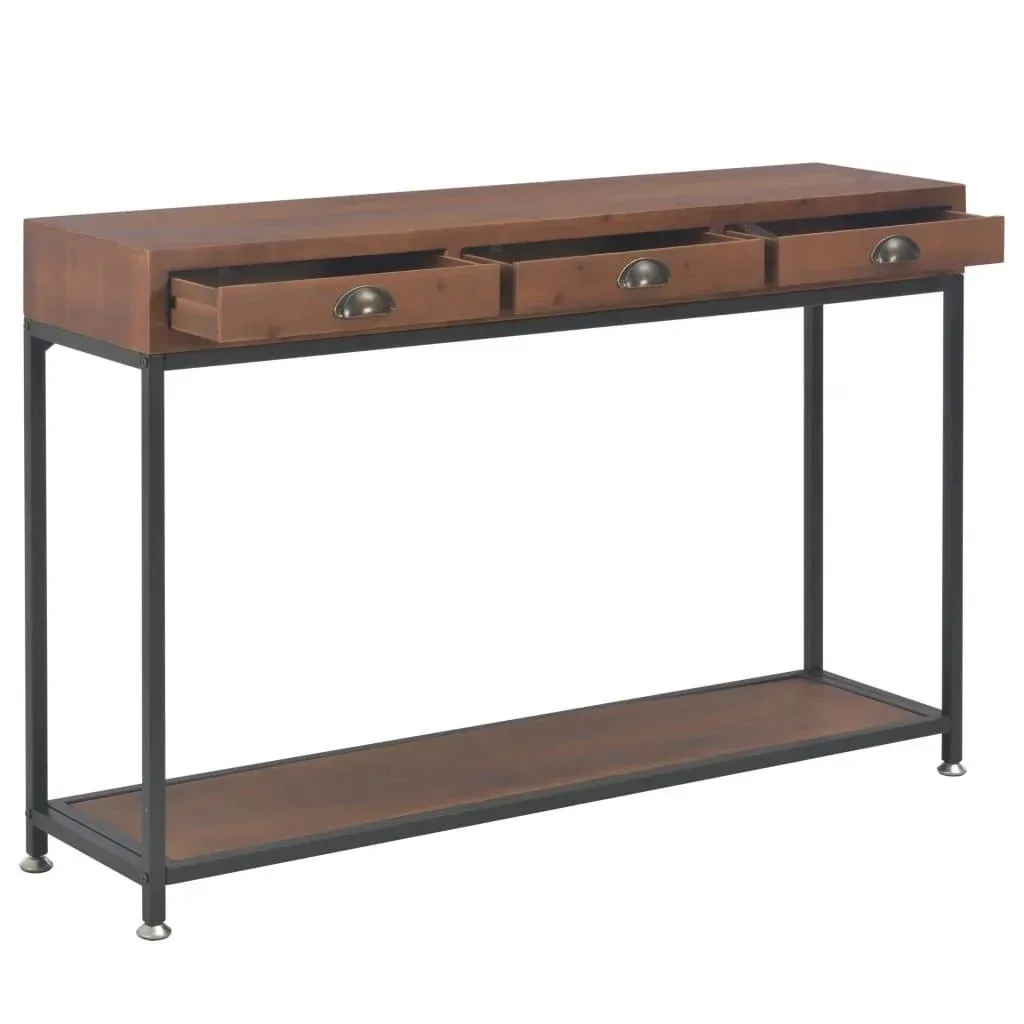 Wall table with 3 drawers 120x30x76 cm solid pine