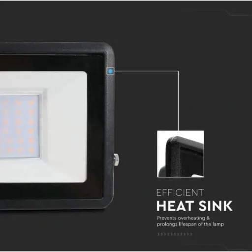 VT-138 LED Floodlight - 30W - 2340 Lm - 3000K - Black