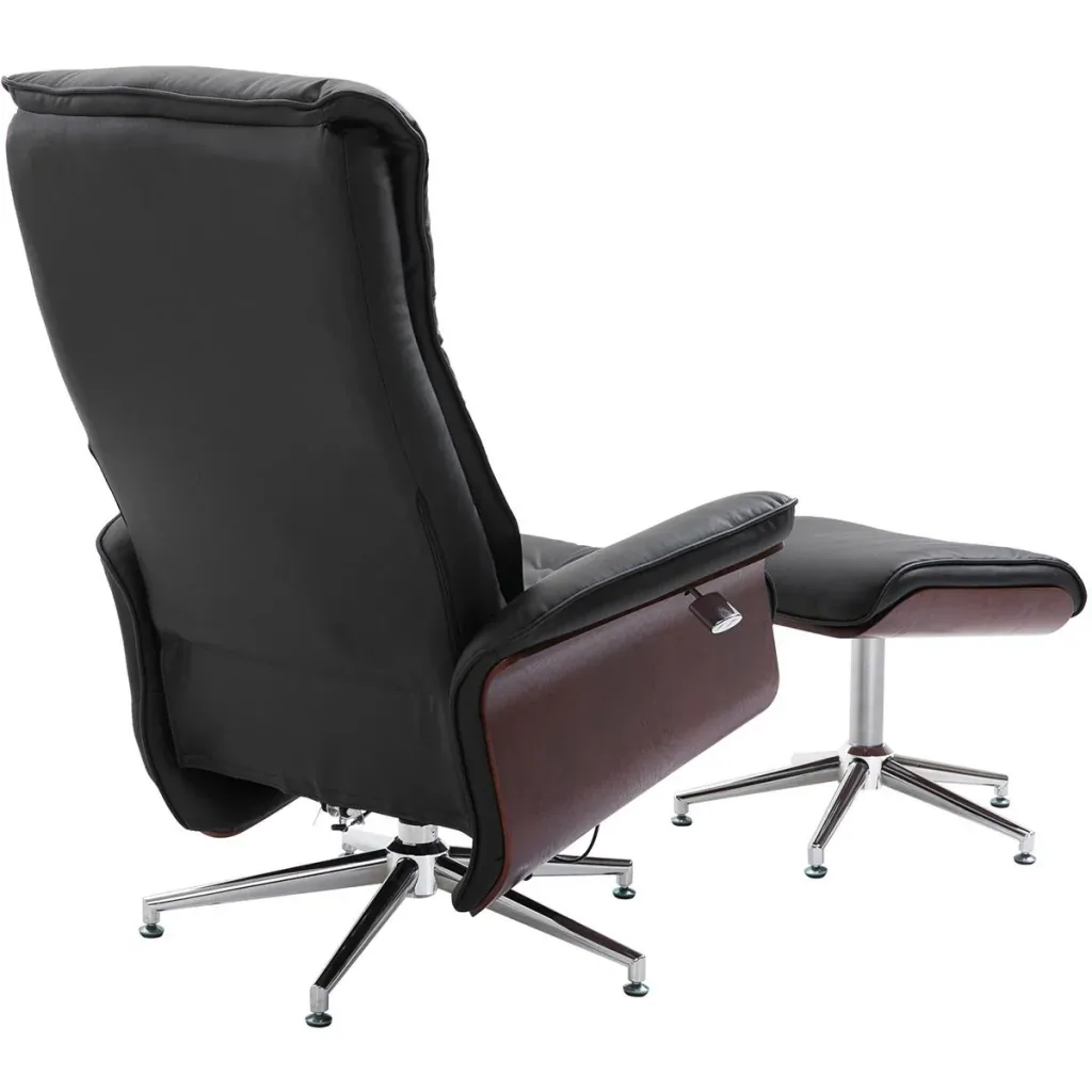 Chesterfield armchair with stool black