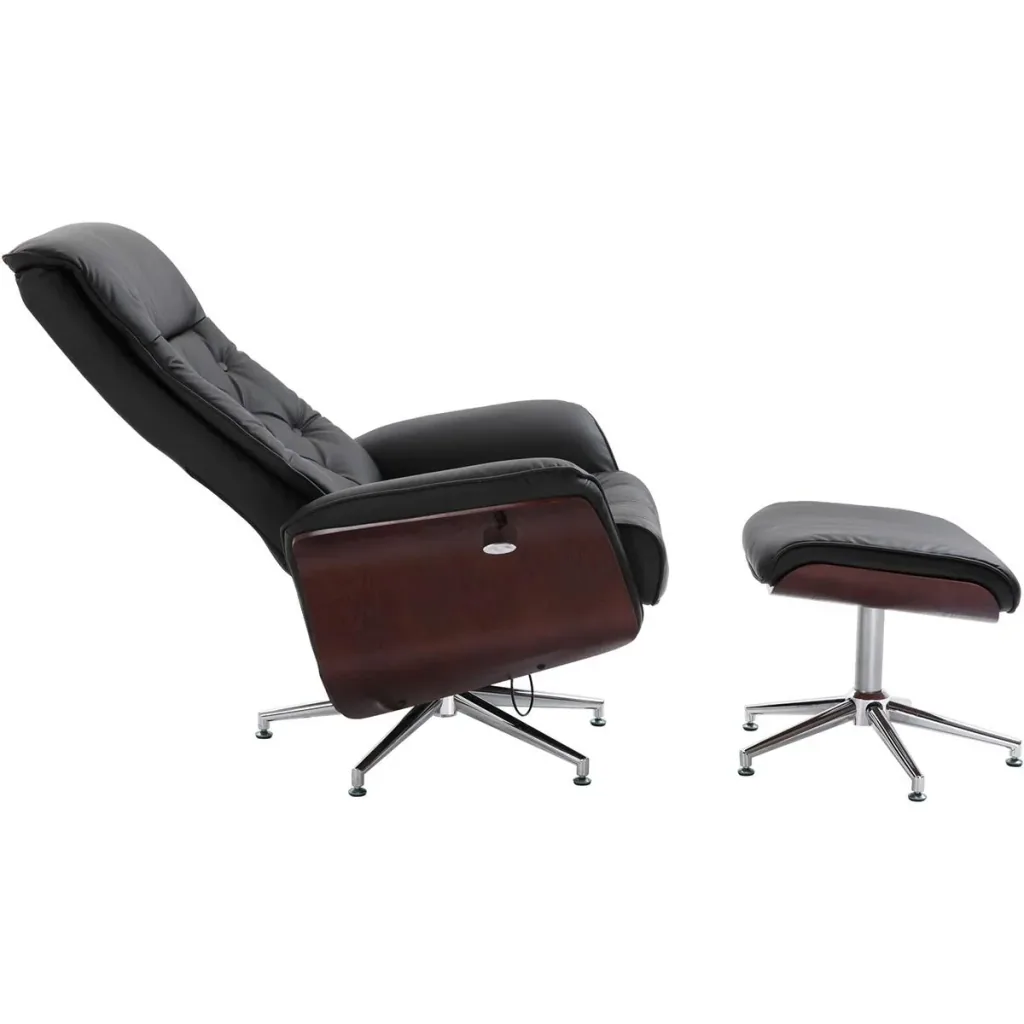 Chesterfield armchair with stool black
