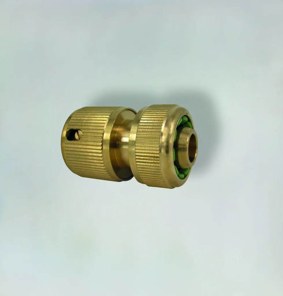 Brass hose connector, plug-in system for 1/2", without water stop