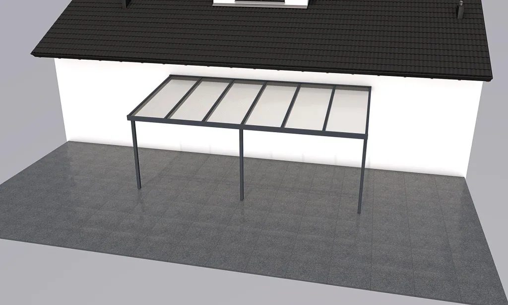 Patio roof Premium, anthracite, 6110 x 3060 mm - Polycarbonate multi-wall sheets 16 mm, clear