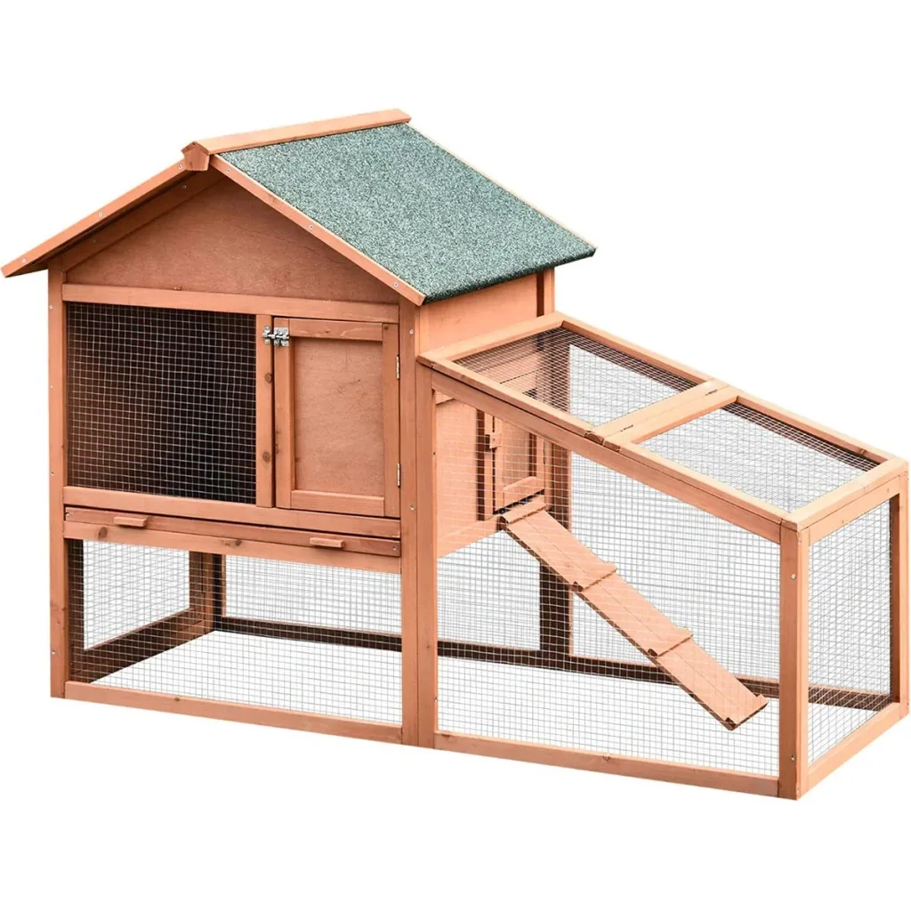 Rabbit hutch with outdoor enclosure