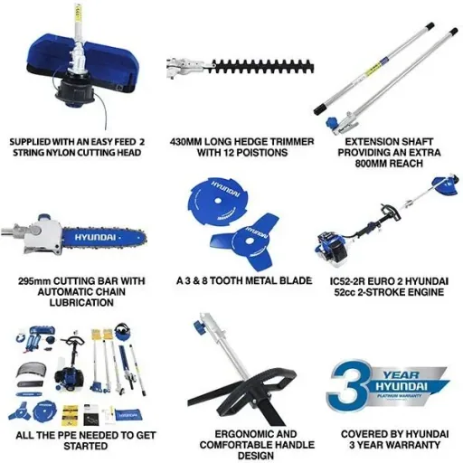 5-in-1 multifunctional cutting machine with 2-stroke petrol engine