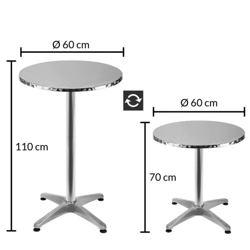 Table aluminum Ø60cm adjustable in height