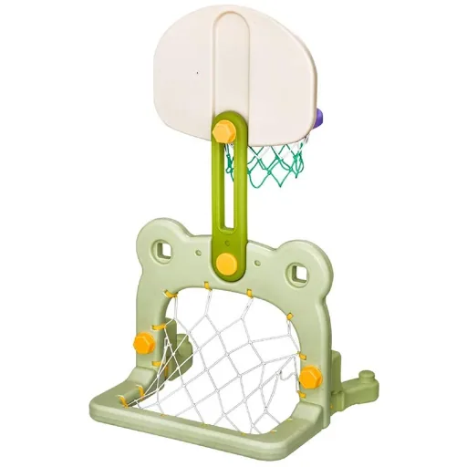 2 in 1 Football Basketball Basketball Hoop Children Toy Ball Green L61 x W53 x H99 cm