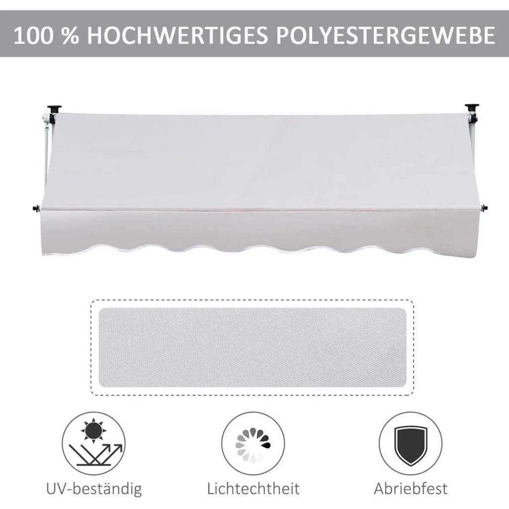 Awning with hand crank cream white