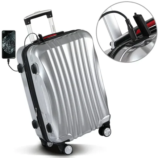 Hard-shell suitcase Ikarus Silver XL made of ABS 105-154l 78x53x33cm