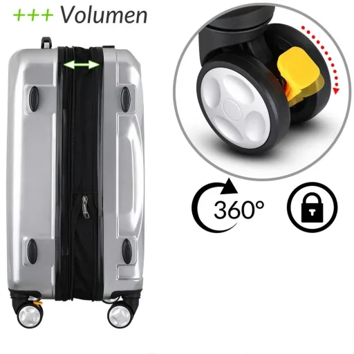 Hard-shell suitcase Ikarus Silver XL made of ABS 105-154l 78x53x33cm